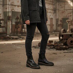 Blondo Damaris Ankle Boot Women's Lug Sole Booties Black Leather Waterproof 8.5